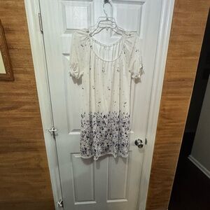 Women’s Cream Floral Border Short Dress